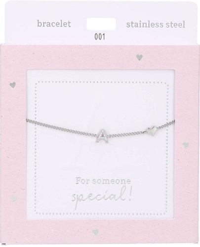 Depesche bracciale Heart of Gold argento con lettera A e cuore