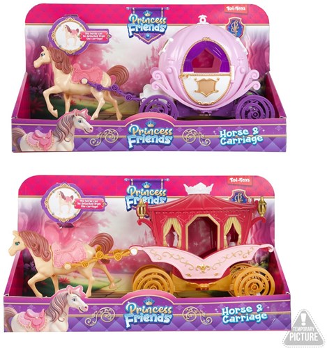 Toi-Toys cavallo giocattolo principessa con carrozza per bambini