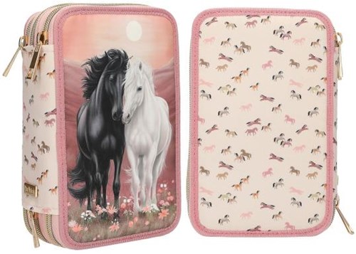Depesche Miss Melody astuccio rosa 3 scomparti motivo cavallo completamente fornito-3