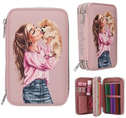 Depesche TOPModel astuccio 2 scomparti rosa con materiale scolastico DOTS
