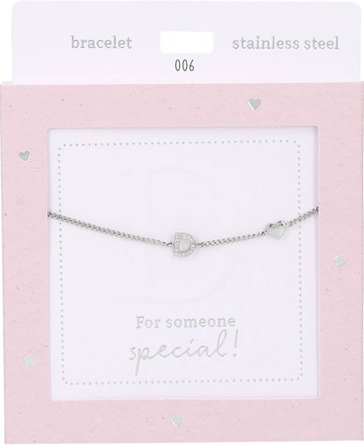 Depesche bracciale argento Heart of Gold con lettera D e zircone