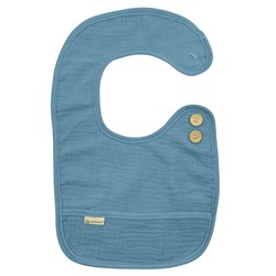 Smikkels bavaglino cotone L blu - biologico e doppio strato