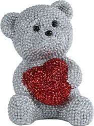 Van Manen scultura giocattolo orso cuore argento polystone decorazione