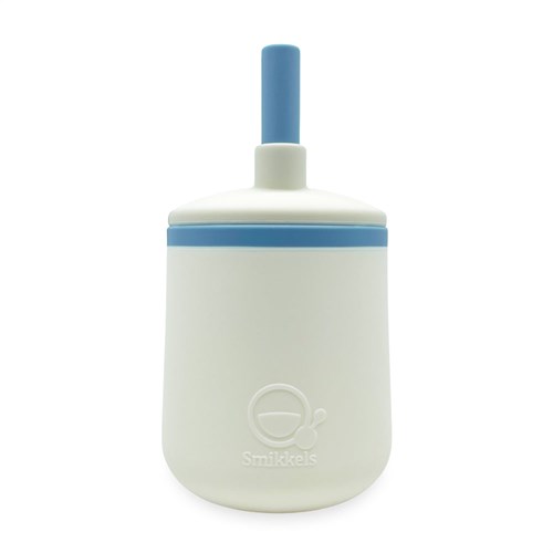 Smikkels - Tazza per bambini in silicone (bianca) - Blu