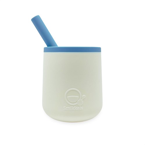 Smikkels - Tazza per bambini in silicone (bianca) - Blu-2