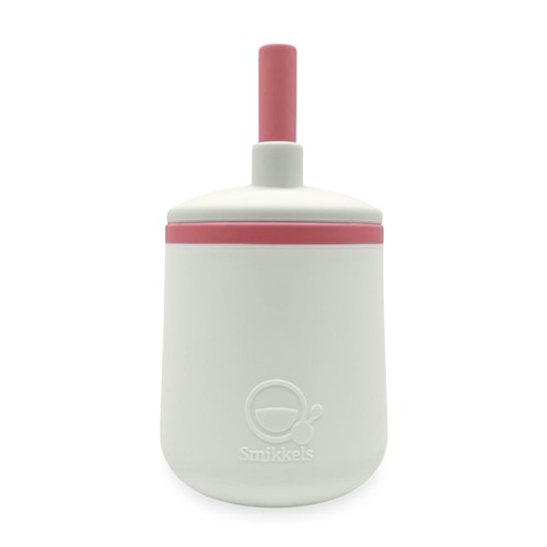 Smikkels - Tazza per bambini in silicone (bianca) - Rosa