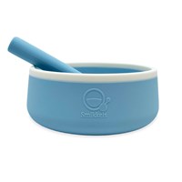 Smikkels - Ciotola per bambini in silicone con cucchiaio - Blu-2