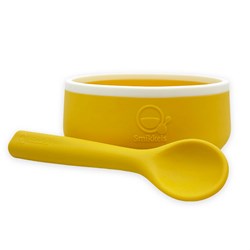 Smikkels ciotola in silicone per bambini con cucchiaio giallo set pappa