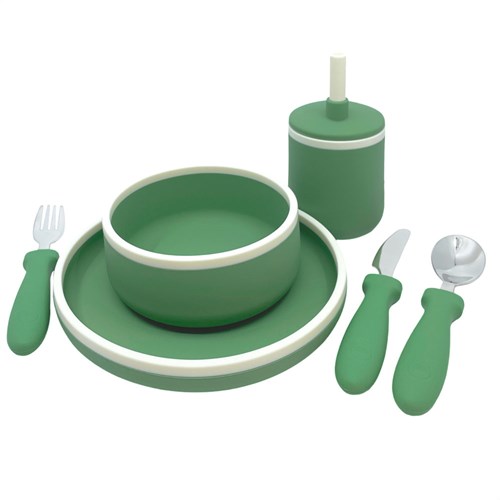 Smikkels - Set da tavola per bambini in silicone - Verde