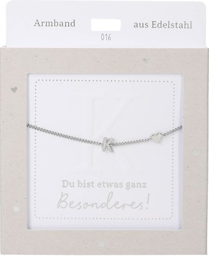 Depesche bracciale argento con lettera K e cuore - gioiello dell'amicizia