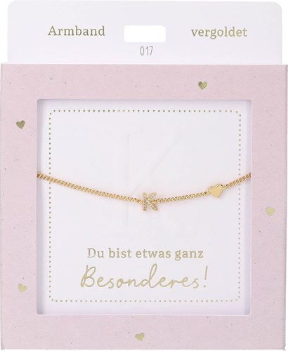 Depesche bracciale oro con ciondolo K e cuore - gioiello dell'amicizia