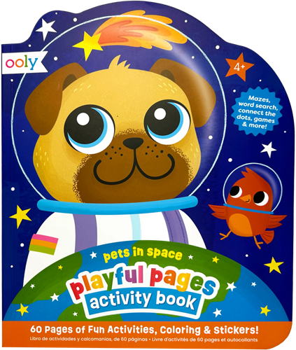 Ooly libro attività animali domestici nello spazio con adesivi e giochi
