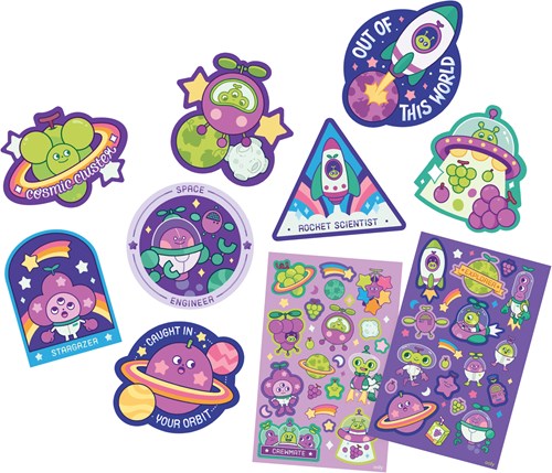 Ooly adesivi grattabili profumati Galaxy Grape - set adesivi glitter bambini-3