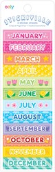 Ooly - Adesivi Stickiville: Mesi dell'anno - Skinny (2 fogli) (Glitter olografici)