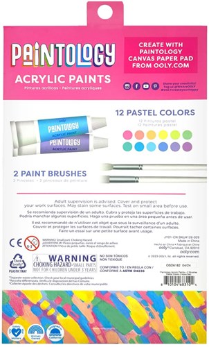 Ooly set colori acrilici colori pastello - 12 colori e 2 pennelli pittura-2