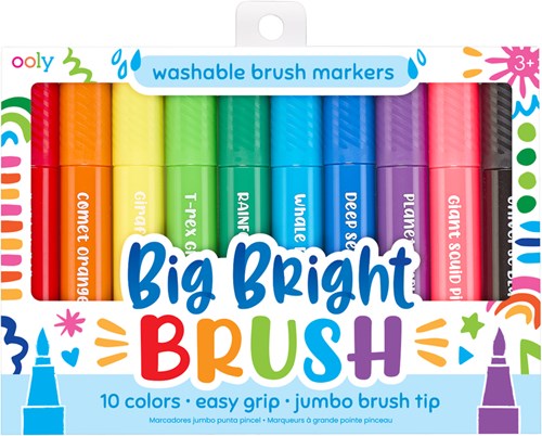 Ooly - Pennarelli Jumbo Brush - Set da 10 Colori Lavabili per Bambini