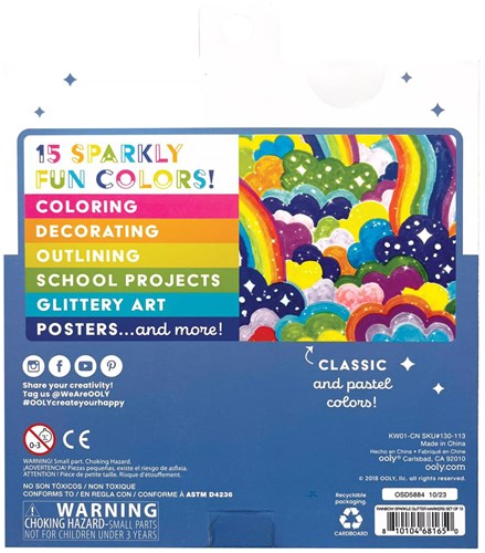 Ooly - Pennarelli Glitter Rainbow Sparkle - Set 15 Colori - Disegno Creativo-2