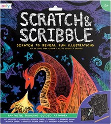 Ooly kit scratch art Fantastic Dragons - set creativo di carte da grattare