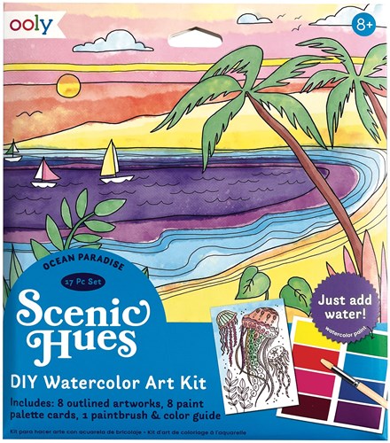 Ooly - Tonalità sceniche fai da te Kit per pittura ad acquerello - Ocean Paradise (set da 17 pezzi)