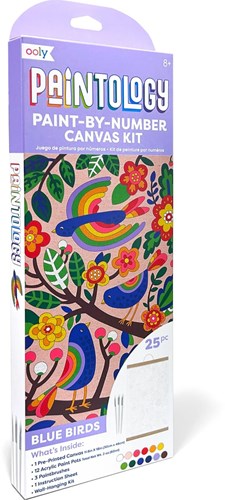 Ooly pittura kit canvas dipingi con i numeri uccelli blu creativo-3