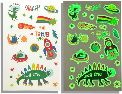 Ooly tatuaggi temporanei glow-in-the-dark giocattolo set dinosauri Zero Gravity