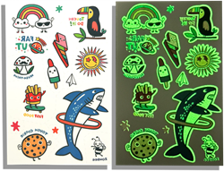 Ooly tatuaggi temporanei glow giocattolo - Glow in the Dark set da 3 fogli