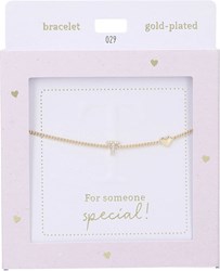Depesche bracciale Heart of Gold dorato con lettera T e cristallo