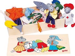Goki topolini casa delle bambole giocattolo in legno con abiti e accessori