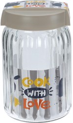 Excellent Houseware barattolo in vetro 1400ml con coperchio per cucina