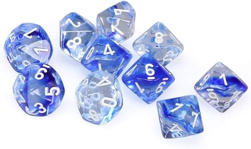 Chessex dadi Nebula Dark Blue/white D10 set - 10 pezzi