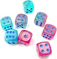 Chessex Set di dadi Gemini Gel verde-rosa/blu Luminary D6 12mm (36 pezzi)-2