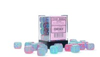 Chessex Set di dadi Gemini Gel verde-rosa/blu Luminary D6 12mm (36 pezzi)