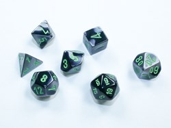 Chessex set di dadi Gemini Mini-Polyhedral Black-Grey/green 7 pezzi