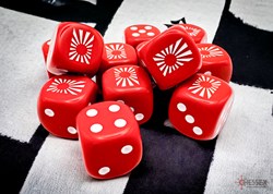 Chessex dadi Japan War Opaque rosso/bianco 16mm d6 set 12 pezzi
