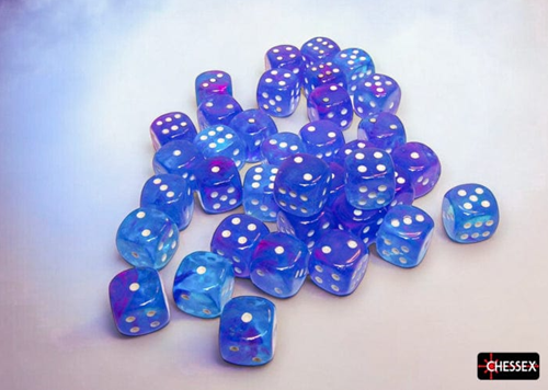Chessex dadi Nebula 12mm d6 Aura/white Luminary set 36 pezzi-2