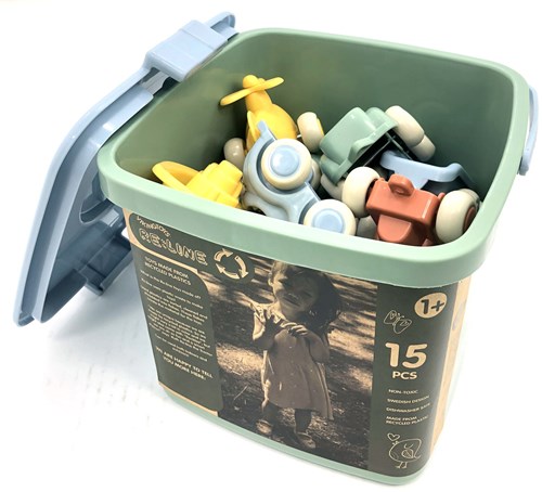 Viking Toys giocattoli - RE:LINE secchio con 15 veicoli per bambini-2