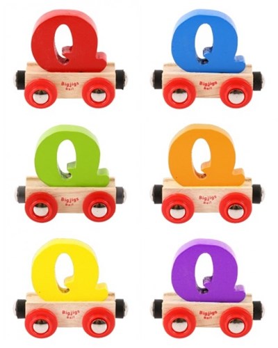 BigJigs lettera treno in legno Q - lettera colorata per treno nome bambini-2