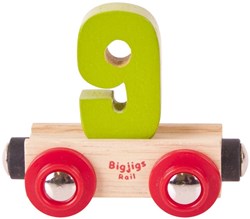 BigJigs vagone numerico treno in legno numero 9 giocattolo colorato