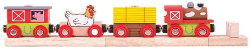 BigJigs trenino in legno Farmyard - treno giocattolo fattoria