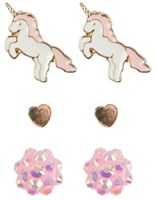 Great Pretenders orecchini unicorno set - 3 paia, gioielli bambini