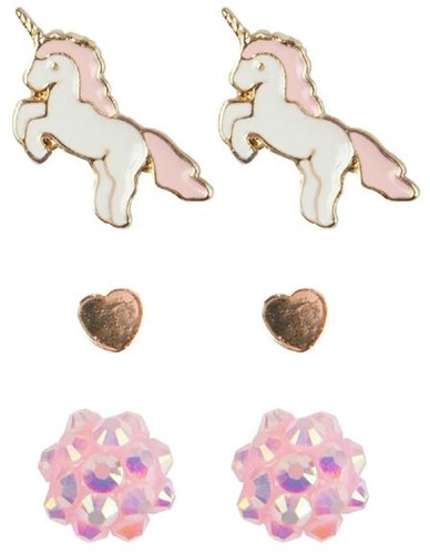 Great Pretenders orecchini unicorno set - 3 paia, gioielli bambini