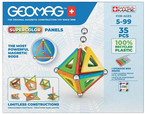 Geomag giocattolo magnetico da costruzione Super Color Panels riciclato 35 pezzi-3