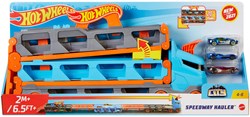 Hot Wheels camion trasportatore giocattolo - pista da corsa con 3 auto