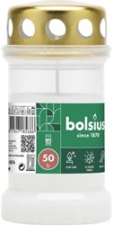 Bolsius candela commemorativa bianca con coperchio 50 ore di combustione