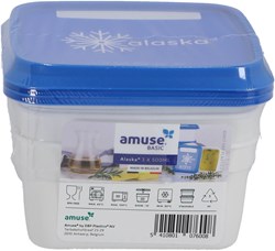 Amuse contenitore freezer scatola 3x500ml - bianco e blu - senza BPA