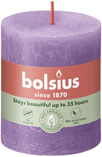 Bolsius candela rustica cilindrica viola - Vibrant Violet - 8x6,8 cm - 35 ore