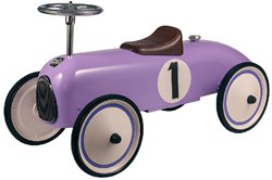 Auto cavalcabile Retro Roller classica lilla con ruote in metallo e gomme