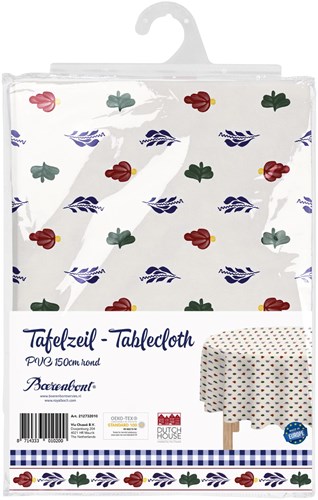 Boerenbont tovaglia PVC rotonda 150cm - protezione tavolo bianca floreale
