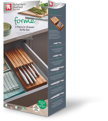Richardson Sheffield ceppo coltelli cassetto 5 pezzi legno di acacia coltelli cucina