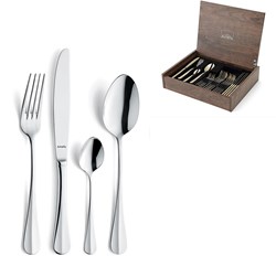 Amefa set posate 24 pezzi Baguette cofanetto legno lusso argento